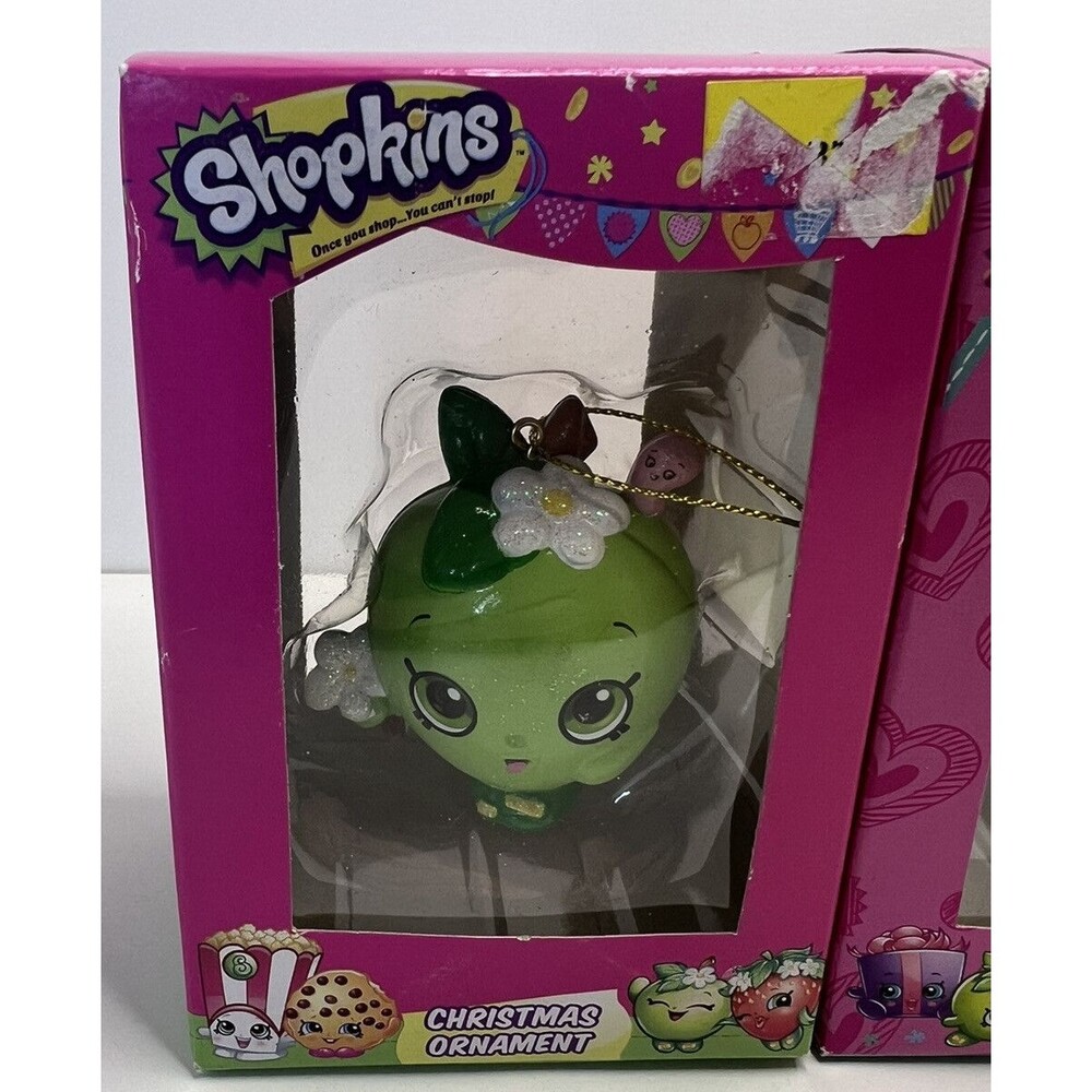 2 Shopkins Green Apple Ornaments